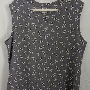 ANNE KLEIN Sleeveless Shell Gray/White Floral Size XL $22.00